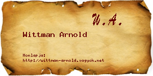 Wittman Arnold névjegykártya
